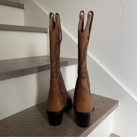 NWOB Jeffrey Campbell Anthropologie Dagget Western Cowboy Boots in Brown - Picture 6 of 7
